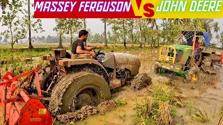 Just Out MODEL MASSEY Stuck in Mud Badly | John Deere 5045 D | Tractor videos / Palleturi Village
