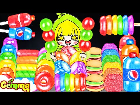 Random Jelly Mukbang | Gemma ASMR Rainbow Jelly With Mystery Button Box Challenge | Gemma Official