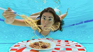 Eating a Full Meal Underwater | CloeCouture