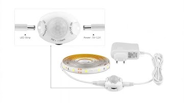 Wireless PIR Motion Sensor LED Strip light 12V Auto on/off Stair Wardrobe Closet kitchen LED Light