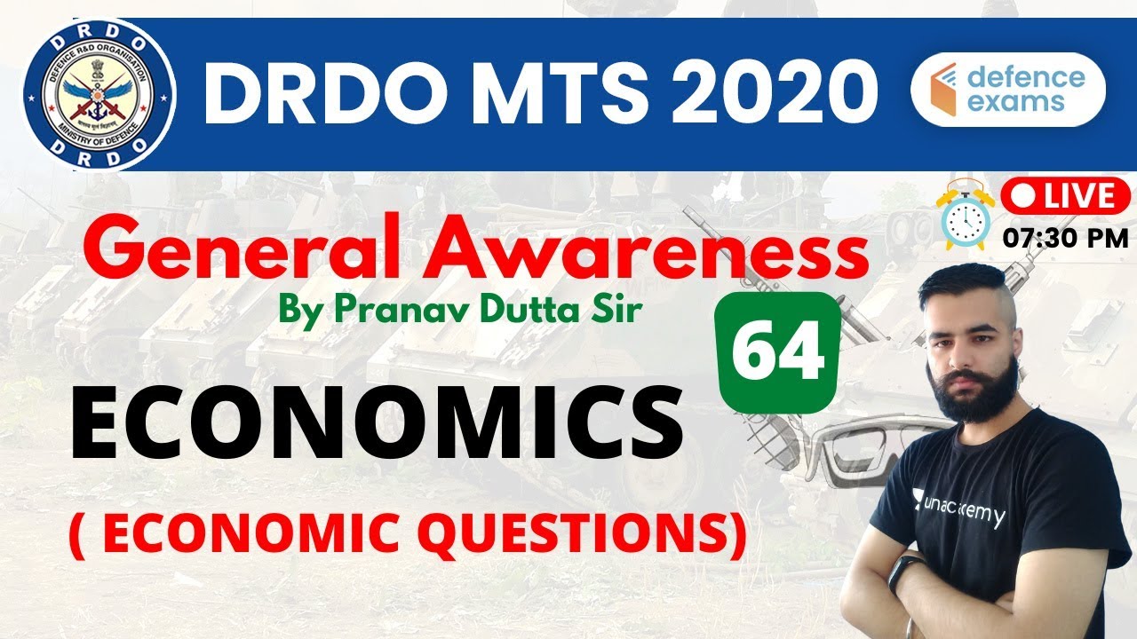 7:30 PM - DRDO MTS 2020 | General Awareness by Pranav Sir | Economics - ECONOMIC Questions