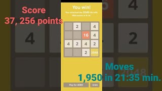 Game 3: 2048 Game Record: 37,256 score points with 1, 950 moves in just 21: 35 minutes