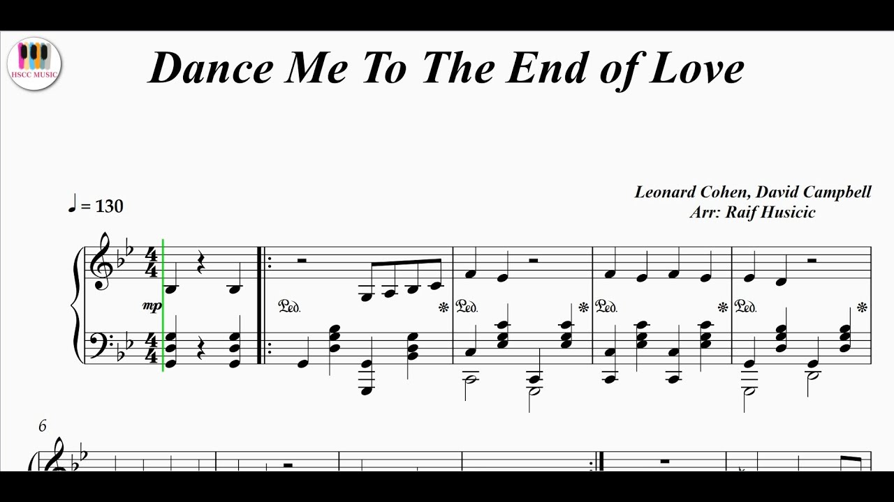 Markeret Sandet lys pære Dance Me To The End of Love - Leonard Cohen, Piano - YouTube