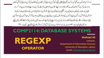 SQL Statements - REGEXP Operator in MySQL by Shahzad Ali