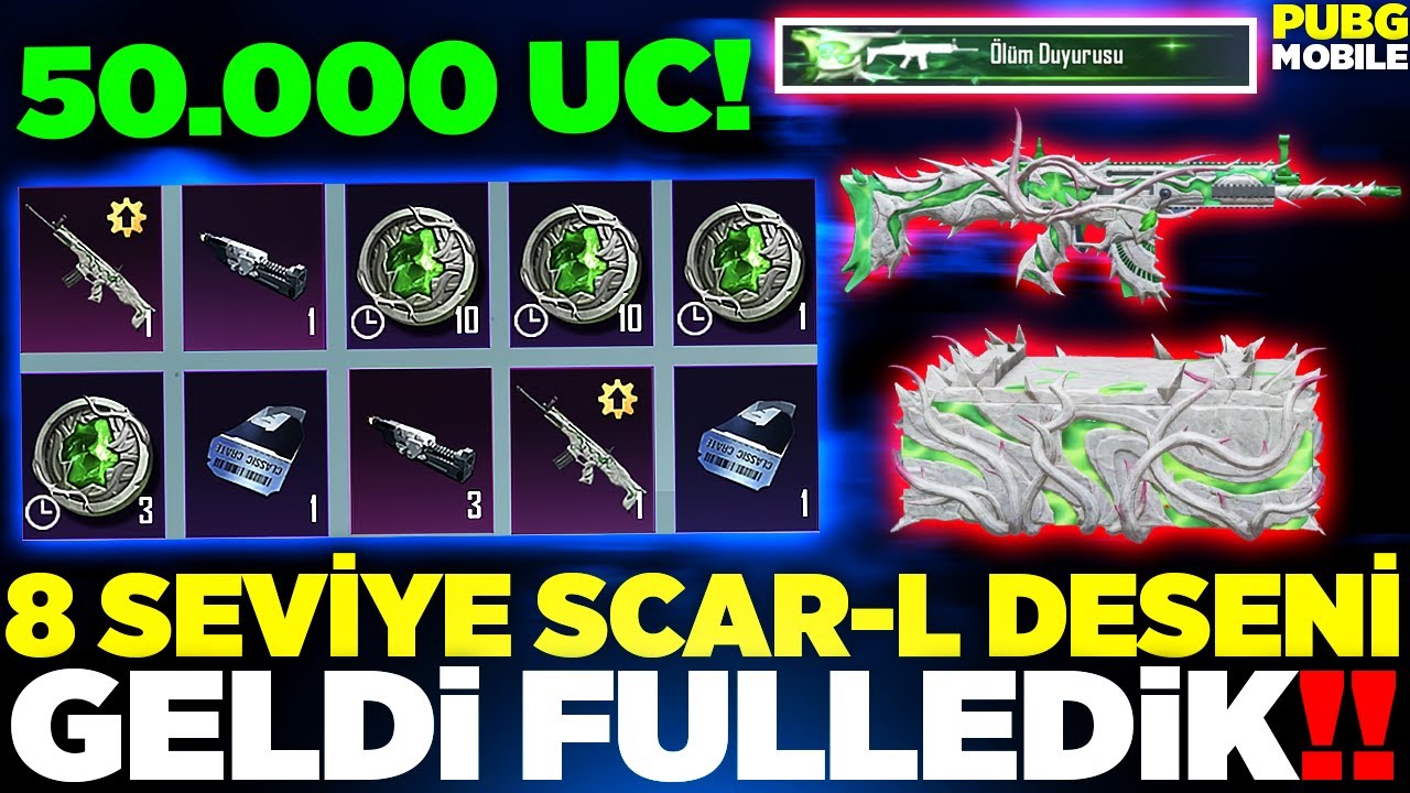 OYUNUN EN İYİ 8 SEVİYE SCAR-L DESENİ GELDİ! 😱 50.000 UC FULLEDİK! | PUBG MOBILE