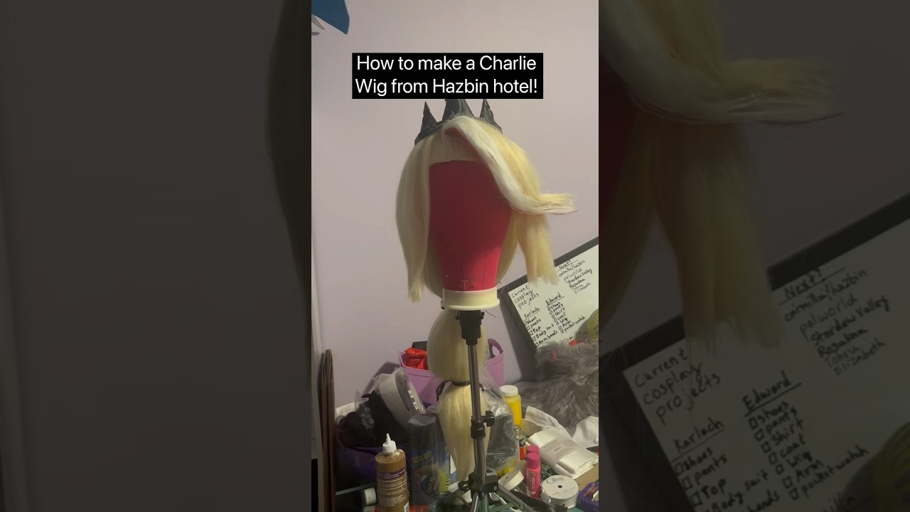 How to make Charlie’s wig from Hazbin Hotel! #hazbinhotel #cosplay #tutorial #wig  #wigstyling