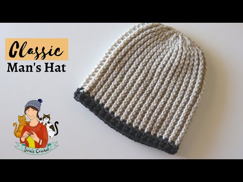 Crochet  Classic Men's Hat / Beanie Tutorial