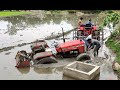 Massey Ferguson 241DI tractor stuck in deep mud Rescued by Mahindra tractor|tractor videos|