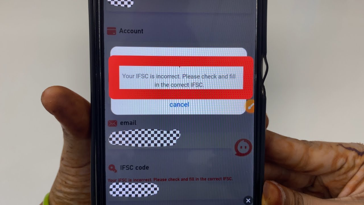 Fix Your IFSC is incorrect Please check and fill in the correct IFSC ...