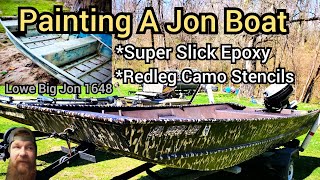 Painting Redleg Camo / Lowe 1648 / Super Slick Epoxy / Jon Boat Build / Alumahawk / Boat Mods / DIY
