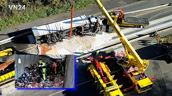 VN24 - Beer semitrailer overturns in A45 construction site