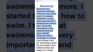 برجراف وتعبير بالإنجليزي عن رياضة السباحة Paragraph about swimming sport and skill