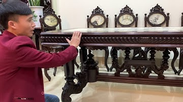 Bộ Bàn Ghế Ăn Củ Lá Miền Tây - Bộ Bàn Ăn Louis Pháp Đẹp - Bộ Ghế Ăn Gỗ Gụ Ta - Nội Thất Nhà Đẹp Xưa