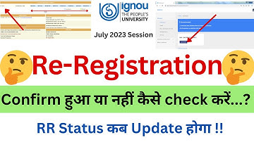 IGNOU Re-Registration Status Kaise Check Kare? | IGNOU Re-Registration July 2023 Session | RR Update