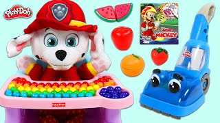 Paw Patrol Baby Marshall Cooking Lunch Time & Cleaning Trash with Play Doh Real Working Vacuum