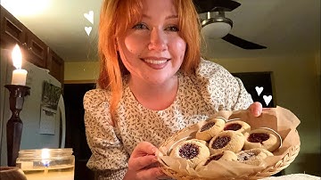 ASMR Baking Raspberry Thumbprint Cookies (Close Whispered Voiceover)
