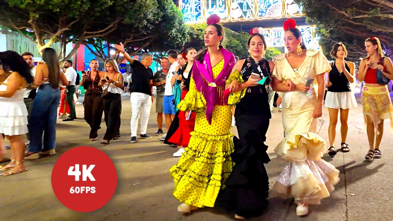 MEGA NIGHTLIFE 🎉 Feria de Malaga 🎊 August Fair City Night Walk [4K 60FPS] Spain Walking Tour