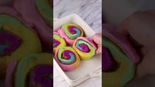 Cinnamon Rolls but Rainbow shorts baking