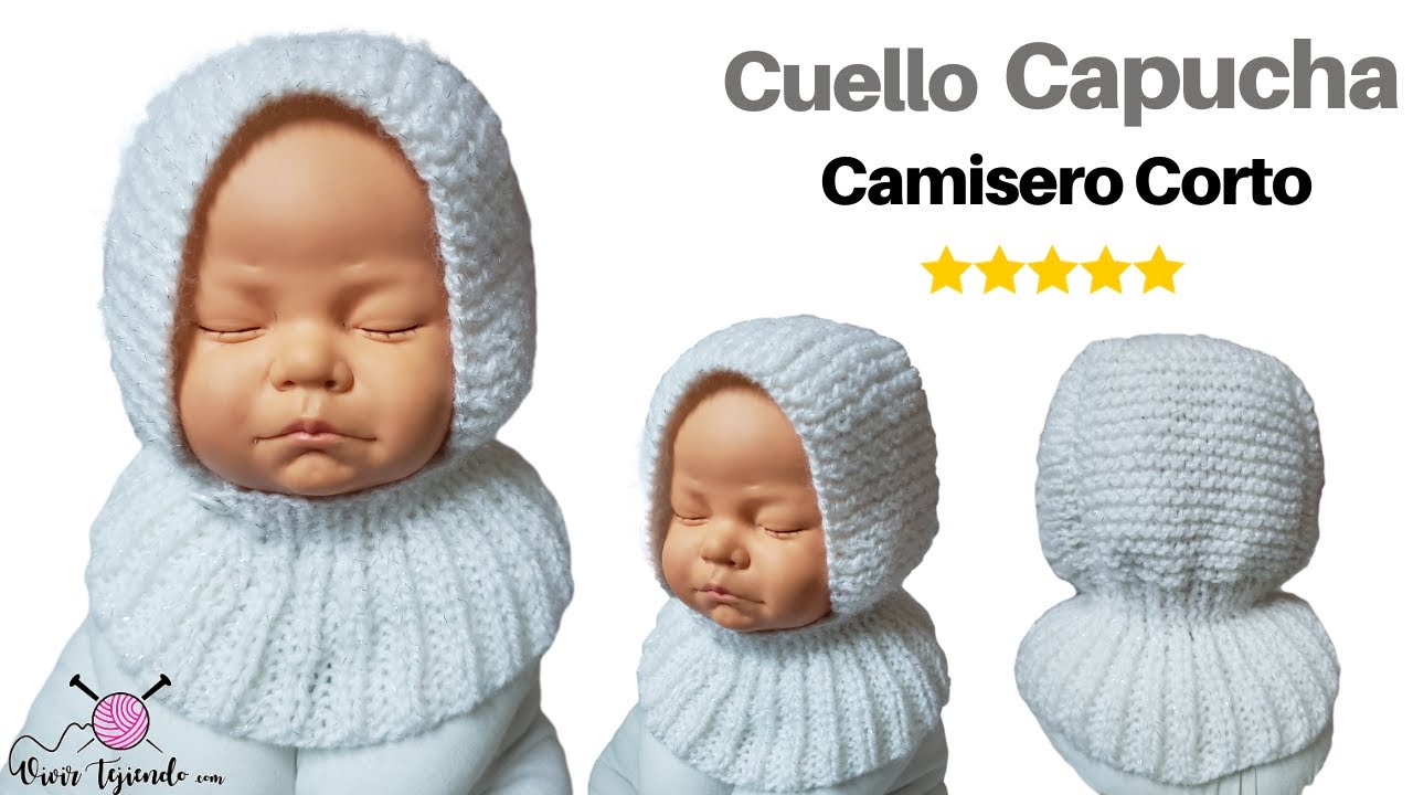 ✔ Curso de tejidos a dos agujas 🌈 Gorro Capucha Cuello a dos agujas para bebé