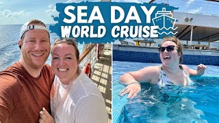 SEA DAY IN THE LIFE! 🛳️ cruise catch-up & routines onboard P&O Cruises Arcadia 🌎 World Cruise Series