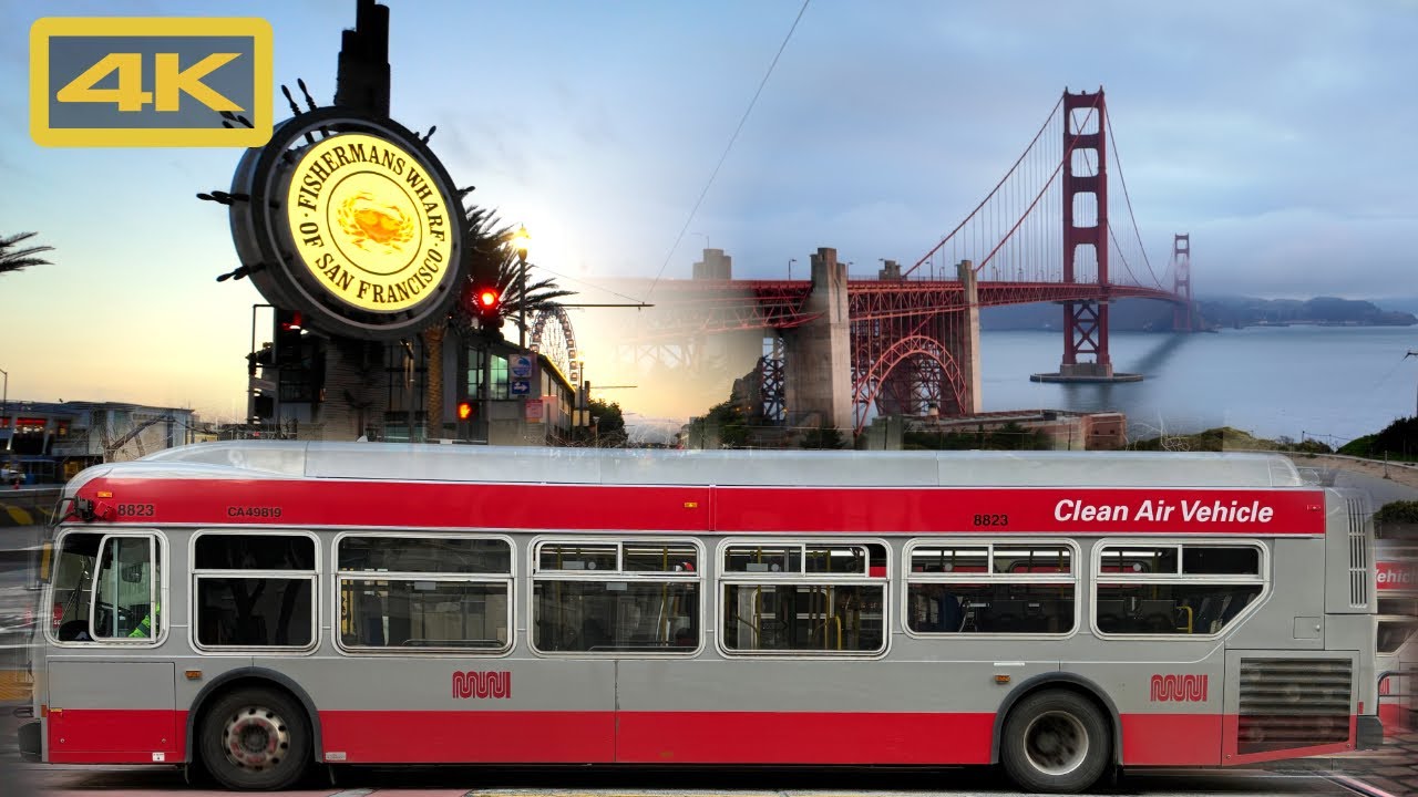 Fisherman's Wharf to Golden Gate Bridge using San Francisco Muni Metro Bus 28, 4K POV Bus Ride