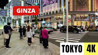 TOKYO, JAPAN 🇯🇵 [4K] Ginza — Evening Walking Tour