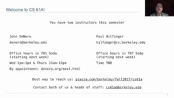 61A Fall 2017 Lecture 1 Video 1