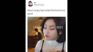 Jihyo’s angry face when the food is too good