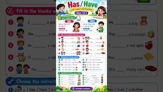 🔤 Has & Have Worksheet | English Grammar for Class 1 & 2 | Fun Practice Activity | Printable PDF