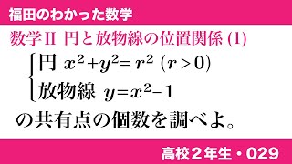 福田のわかった数学〜高校２年生029〜円と放物線の位置関係(1)