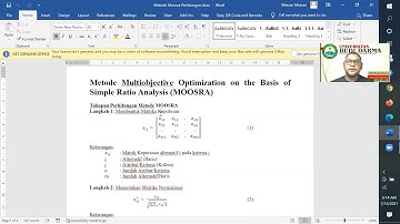 Metode Multiobjective Optimization on the Basis of Simple Ratio Analysis (MOOSRA)