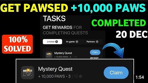 Paws New Task Mystery Quest | How To Complete Paws Mystery Quest Task | Paws Airdrop Mystery Quest