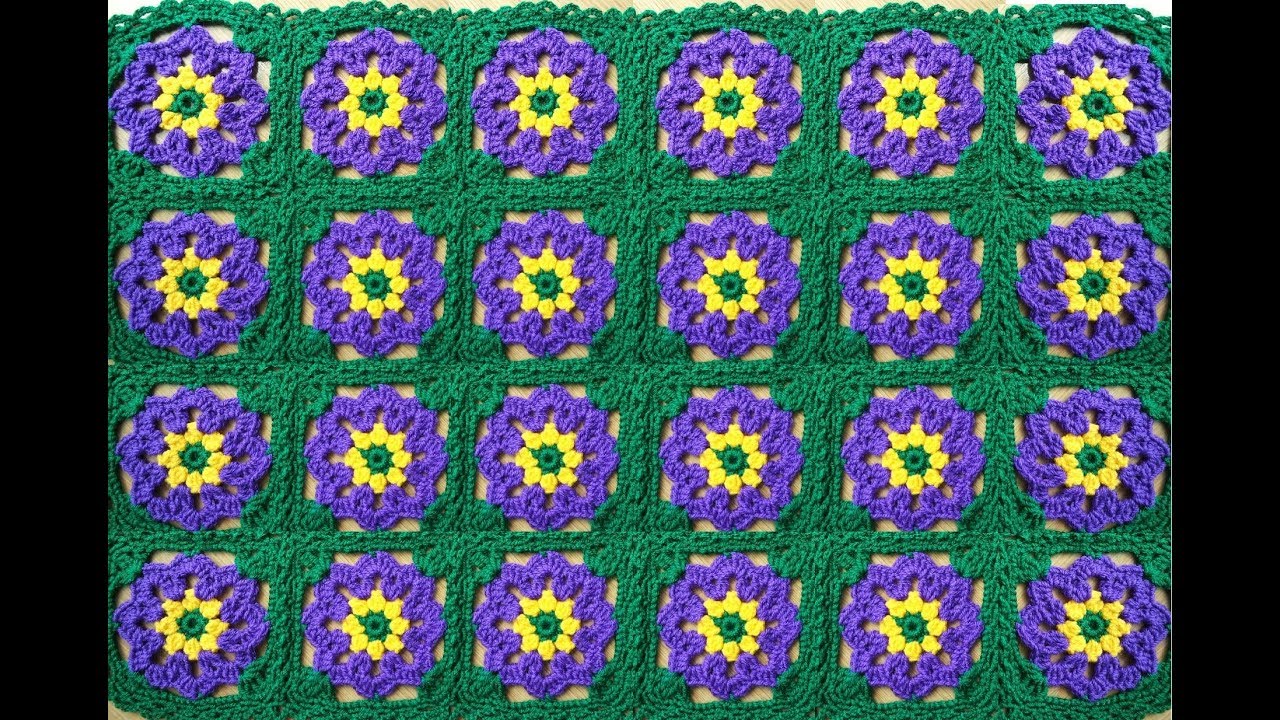 How to crochet violet flower blanket afghan free pattern by marifu6a