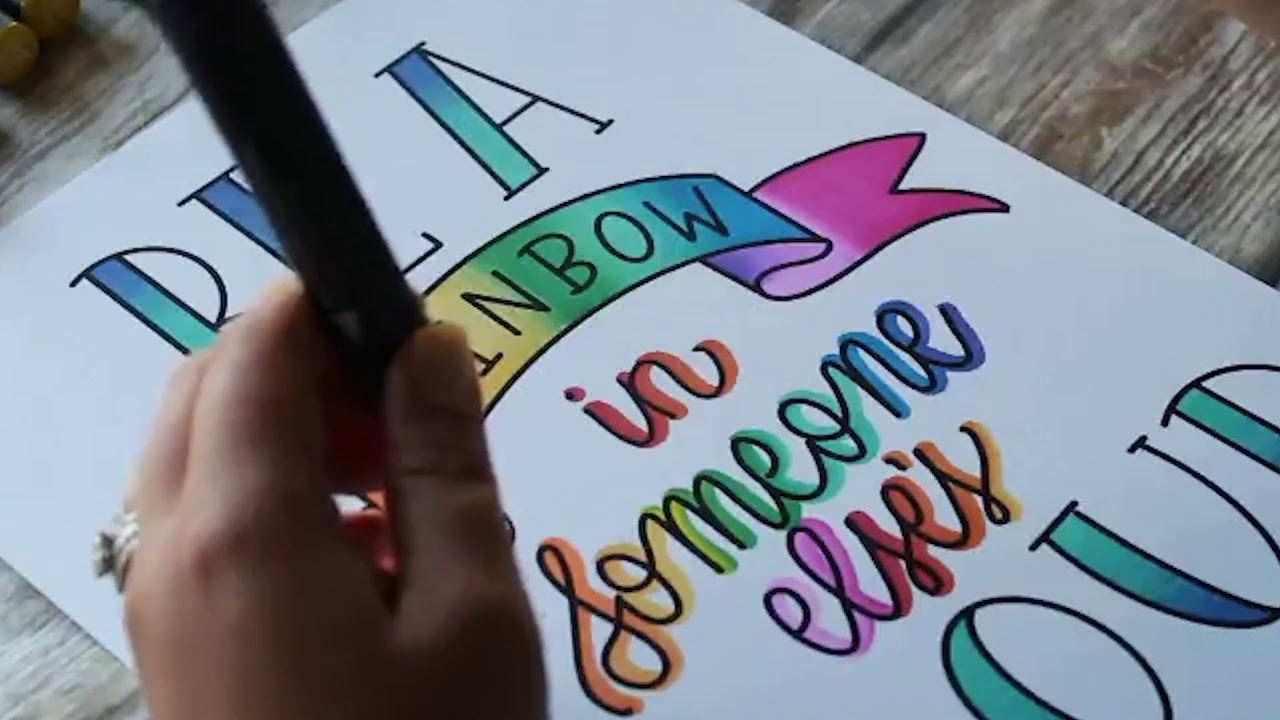 Rainbow lettering calligraphy tutorial by Sarah Style Designs