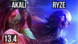 AKALI vs RYZE (MID) | 5/0/8, 600+ games, 900K mastery | KR Diamond | 13.4