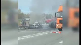 В сгоревших при ДТП у Хабаровского края автомобилях погибли 4 человека