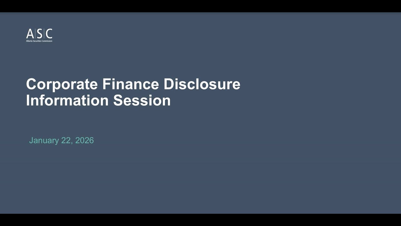ASC 2026 Corporate Finance Disclosure Information Session