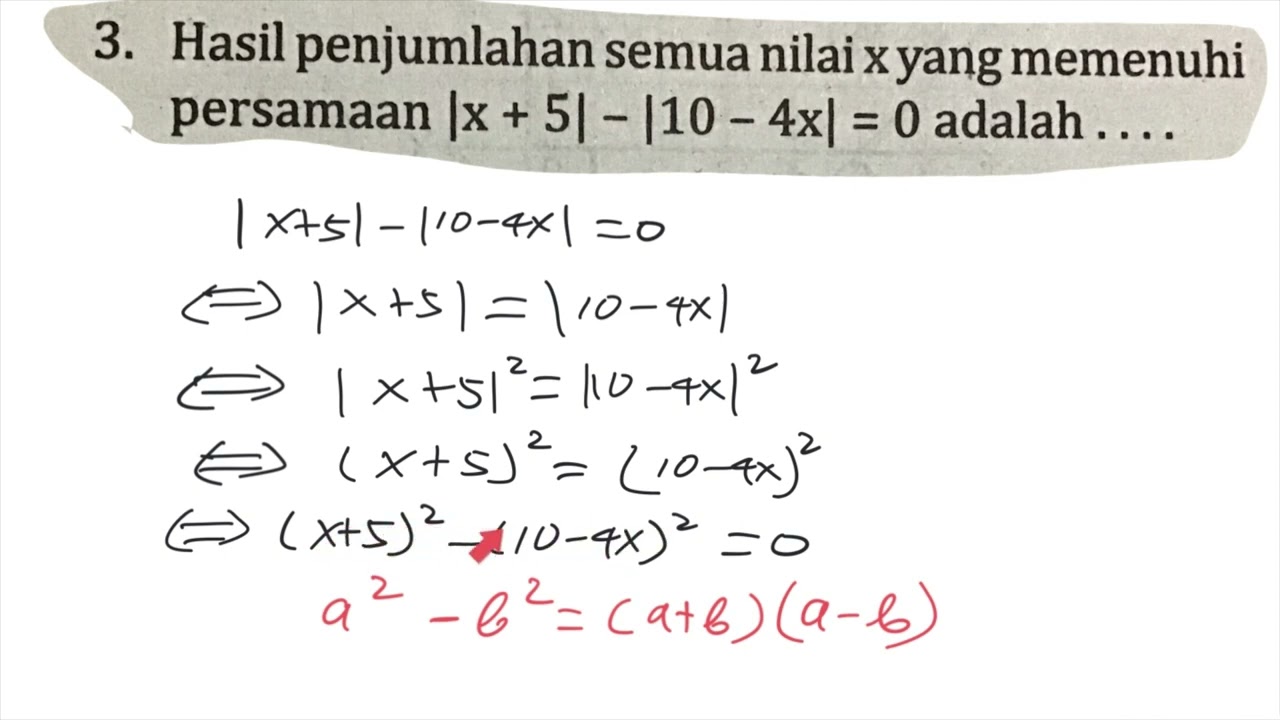 Hasil Penjumlahan Semua Nilai X Yang Memenuhi Persamaan x 5 10 4x 0 hasil-penjumlahan-semua-nilai-x-yang-memenuhi-persamaan-x-5-10-4x-0