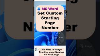 how to change starting page number in Ms word #shorts #msword #pagenumber