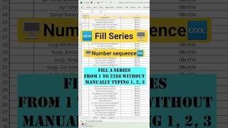 Number sequence | How to Use Fill Series Shortcut in Excel #excel #spreadsheetmagic #dataextractor