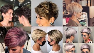 Low maintenance haircuts for women's over 50/short pixie haircut style Top trending 2023