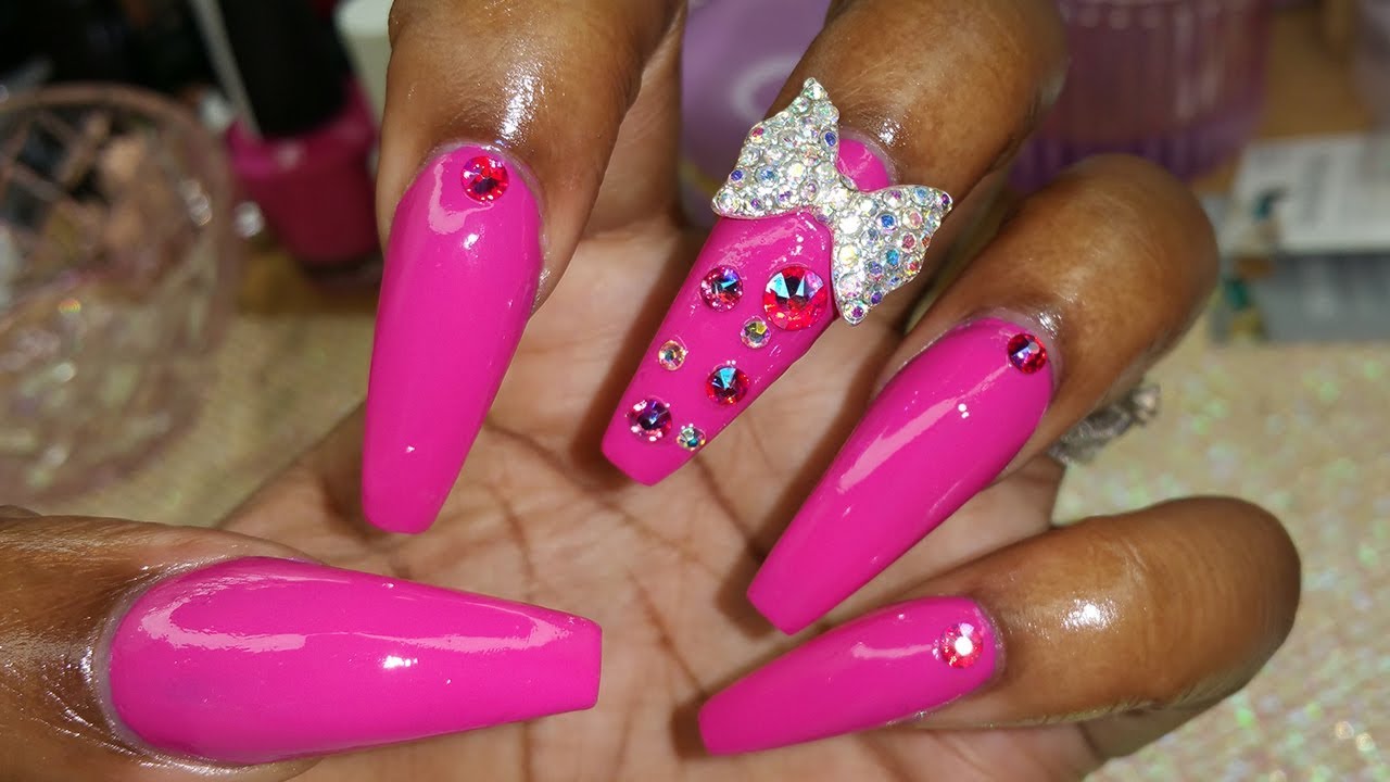 Pink coffin nails short - wide 2
