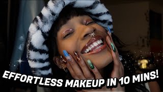 EFFORTLESS MAKEUP UNDER 10 MINS! (how i fake clear skin 2021)