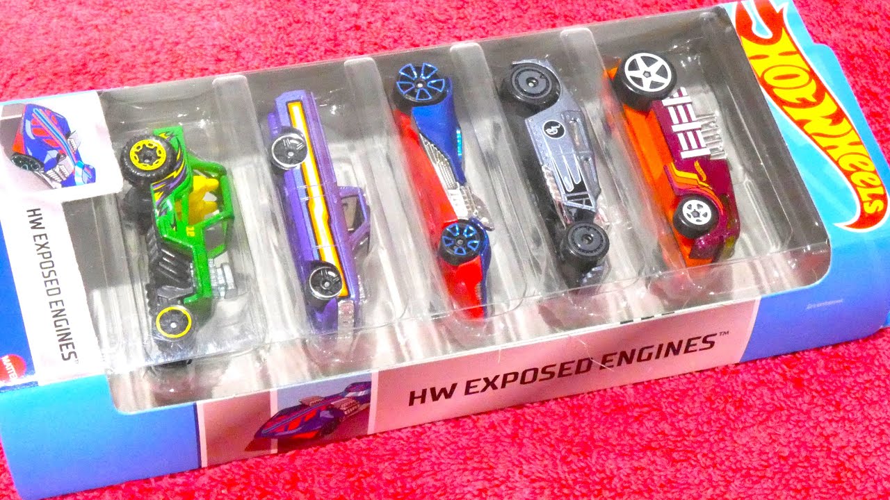 Pack com 5 Carrinhos Hot Wheels Exposed Engines - Pirlimpimpim Brinquedos