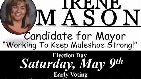 Irene Mason for Muleshoe Mayor May 2015