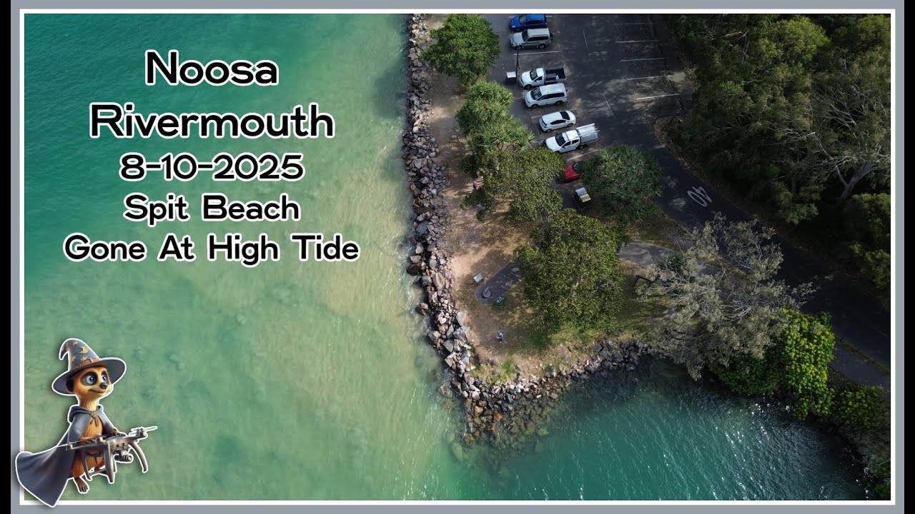 Drone Views, Noosa River-mouth, Spit Beach, Sunshine Coast, Australia