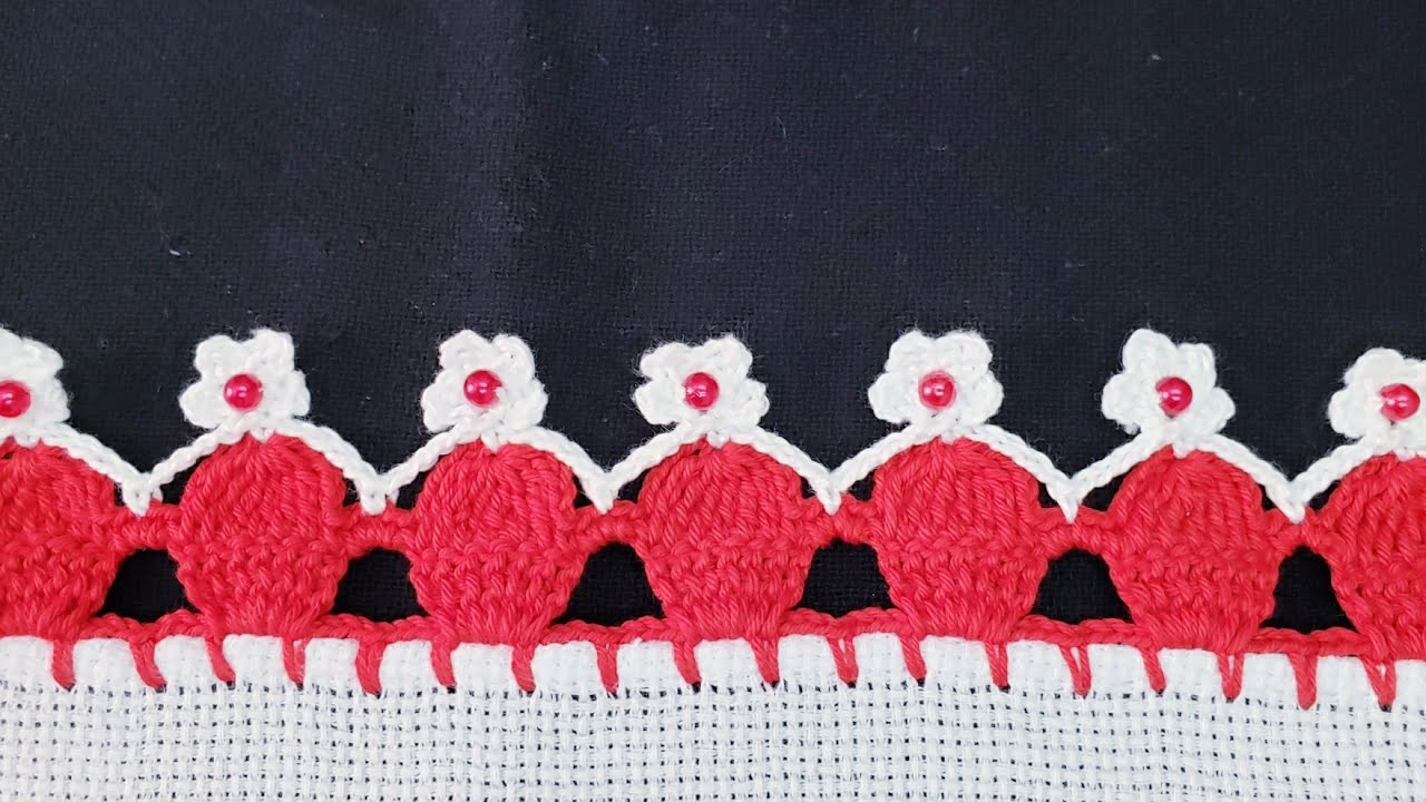 Crochet edging/border for dish towel #crochet #crocheting