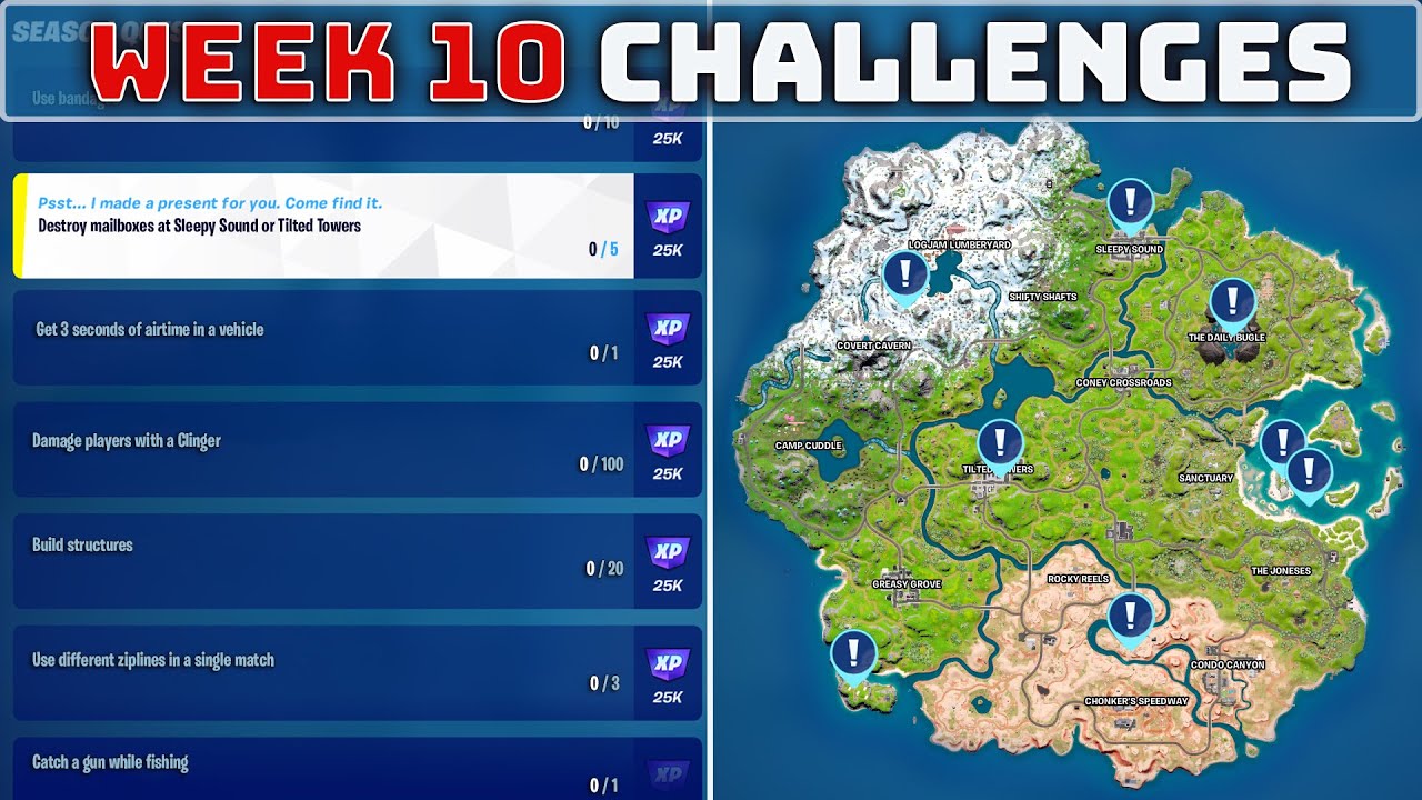 FORTNITE WEEK 10 CHALLENGES! Destroy Mailboxes, Clinger Damage & Use