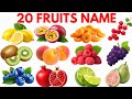 20 Fruits Name in English and Hindi Animated | बच्चों के लिए फलों के नाम | Kids Learning Video
