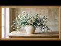 Elegant White Wildflower Arrangement 🌸 Rustic Vase &amp; Minimalist Interior | TV Art Screensaver